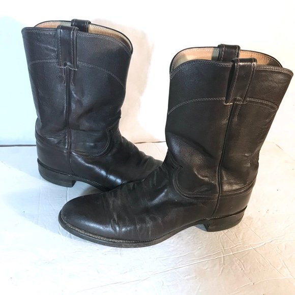 Justin Boots 3132 Roper Cowboy Brown Leather Western Sz 10 B EUC Southwestern - Picture 2 of 9